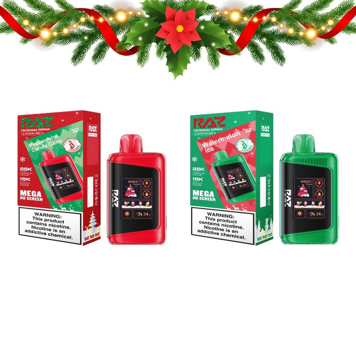 RAZ LTX 25000 Christmas Edition Disposable Vape - Festive Design with 25,000 Puffs from MistVapor Online Vape Shop.