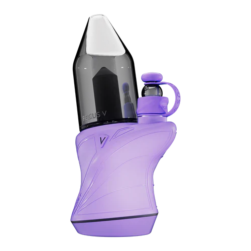 Portable electric dab rig: sleek ergonomic silhouette, grippy silicone exterior, and signature angular glass top for water-cooled vapor.