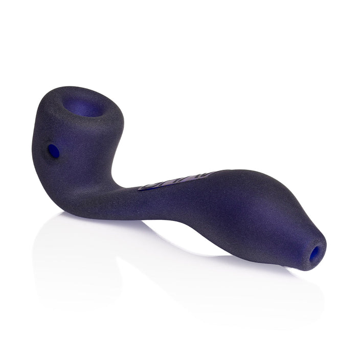 Compact GRAV Mini Classic Sherlock glass pipe, designed by Dave Daily, with sandblasted texture for better grip and ash-catching design.