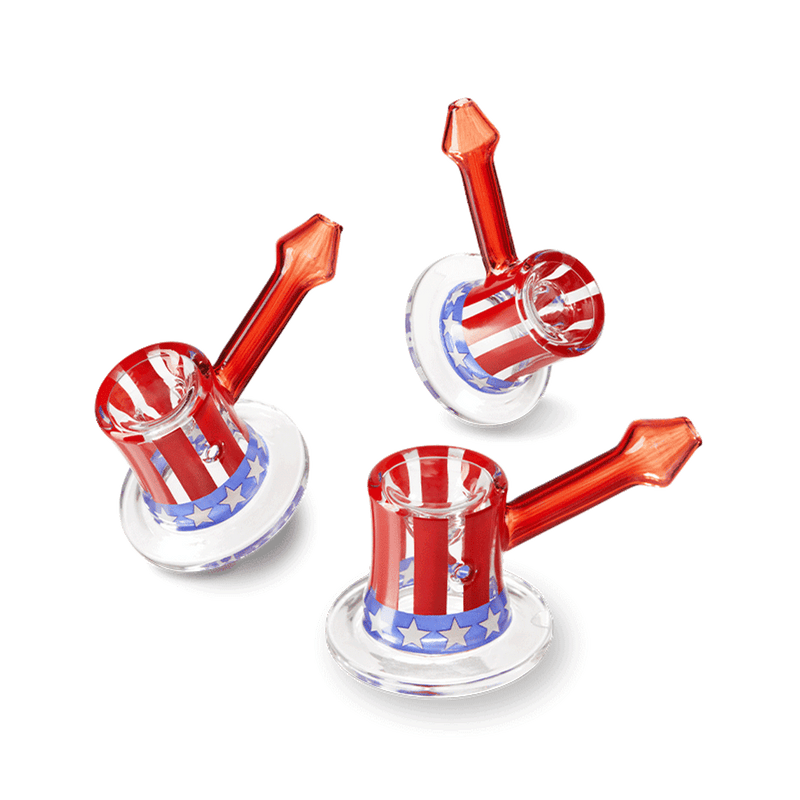 Limited Edition July 4th Spoon Pipe: Uncle Sam hat-shaped bowl in red, white, and blue.