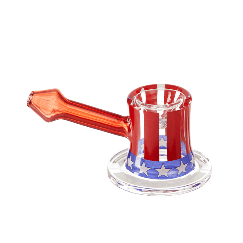 Groove Glass Spoon Pipe: Perfect for dry herb enthusiasts with a July 4th theme.
