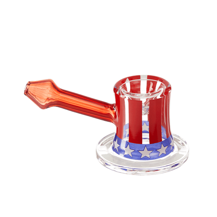 Groove Glass Spoon Pipe: Perfect for dry herb enthusiasts with a July 4th theme.