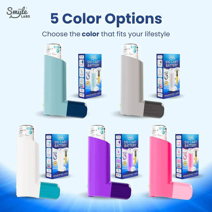 Smyle Labs Inhaler 510 cart battery with built-in cloud filter in blue color at Vivant Online Vaporizer Shop