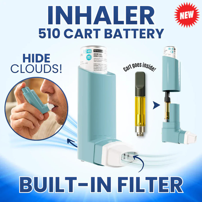 Discreet 510 thread vape battery designed like an inhaler with concealed cartridge chamber