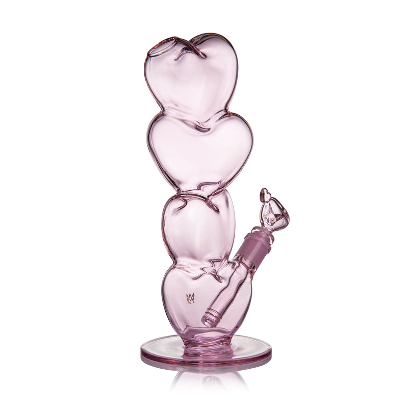 Limited edition borosilicate glass bong featuring heart-themed Valentine’s Day artwork