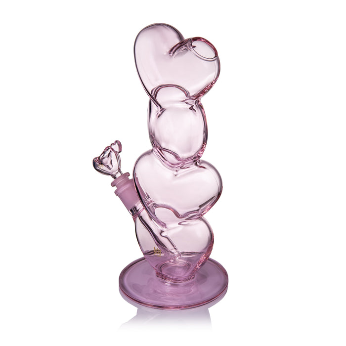 Elegant glass bong with heart-shaped flower bowl for refined smoking experience