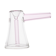 Small travel-friendly glass bubbler measuring 4in x 1.75in x 4in for easy portability