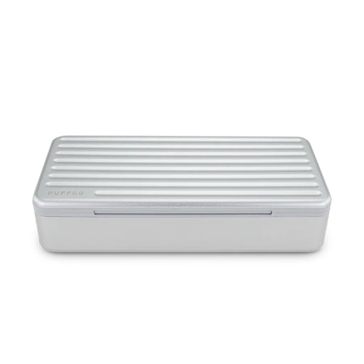 PuffCo Pivot travel case with aluminum exterior and magnetic lid for secure vape accessory storage