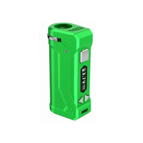 Yocan UNI Pro 2.0 adjustable voltage vaporizer for oil cartridge vaping.