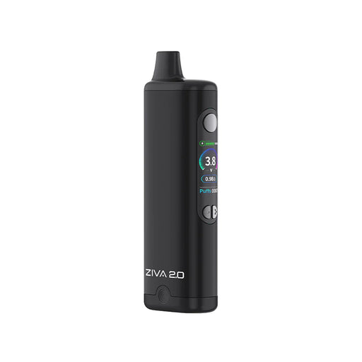 Close-up of the Yocan Ziva 2.0 510 thread vape battery with USB-C fast charging and adjustable voltage settings.
