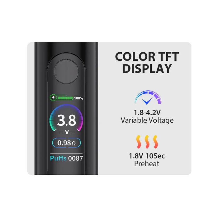 Yocan Ziva 2.0 Dab 510 Thread Battery with enclosed cartridge housing for discreet vaping on the go.