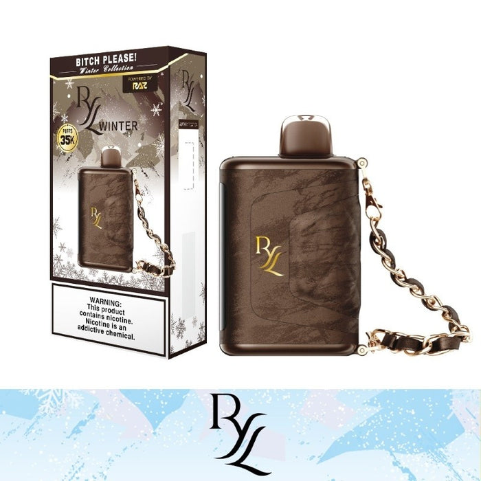 RAZ RYL Winter Collection premium disposable vape with winter-inspired flavors and chain lanyard