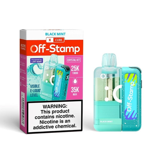 Buy Off-Stamp Crystal Cube 35K disposable vape with dual mesh coils online at MistVapor
