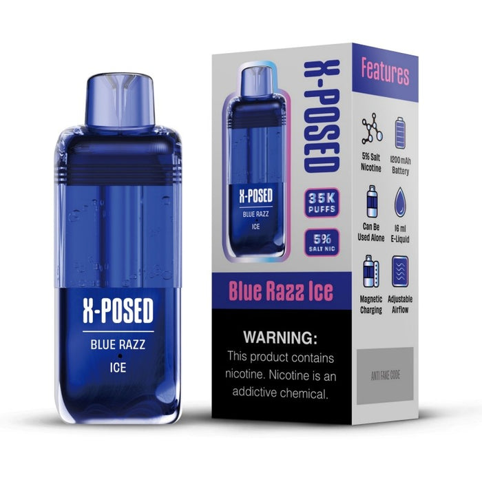 X-Posed 35K vape pod with 5% nicotine strength and long-lasting 300mAh battery for daily vaping needs.