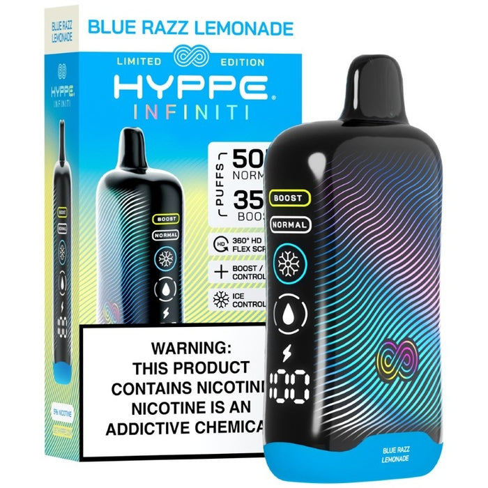 Hyppe Infiniti 50K disposable vape with Boost Mode 35000 puffs for enhanced flavor.