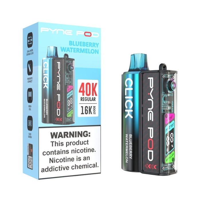 Pyne Pod Click 40K vape with interchangeable pods for long-lasting disposable vaping.