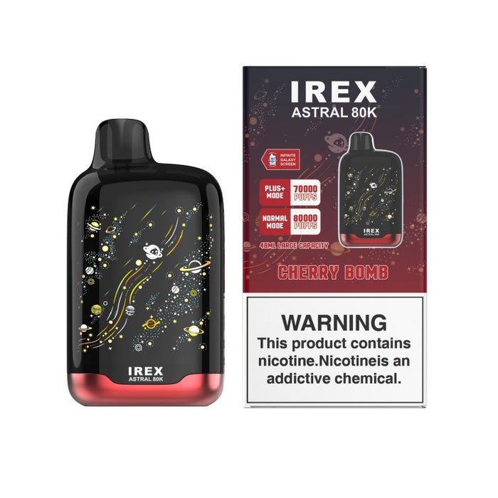 Sleek Ergonomic Design of IREX Astral 80K Disposable Vape with Eye-Catching LED Lights