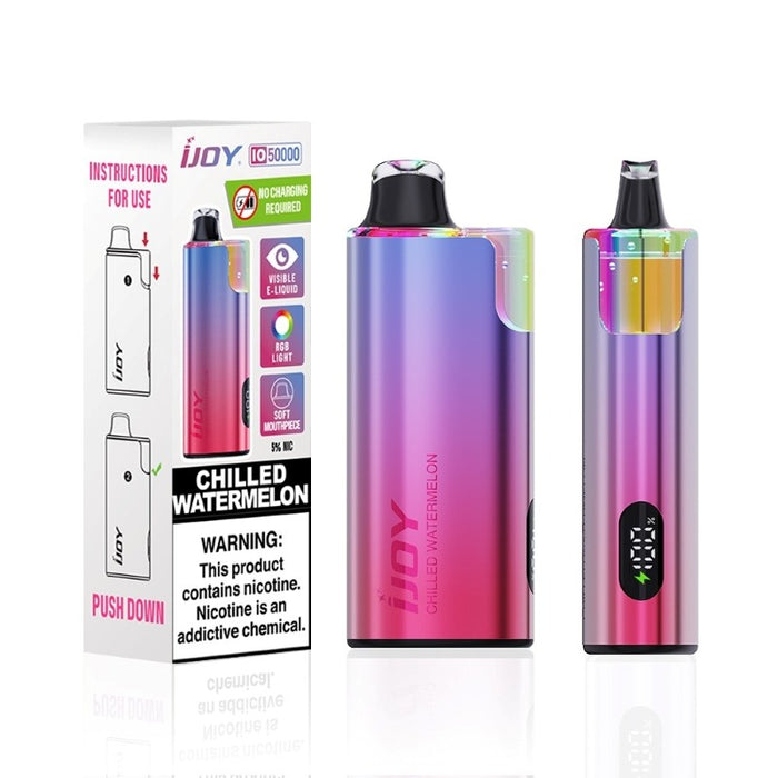 RGB vibrant light on iJOY IO50000 disposable vape for stylish vaping experience