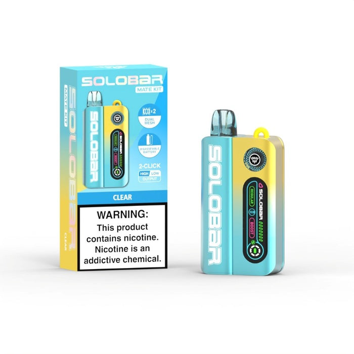 Premium Solobar Mate 35K disposable vape with rechargeable 900mAh battery and dual mesh coils for maximum flavor