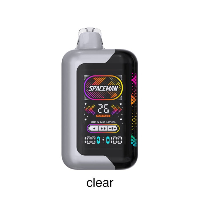 Elegant rainbow gradient light and easy-to-read digital display on Spaceman SP40000 vape device.