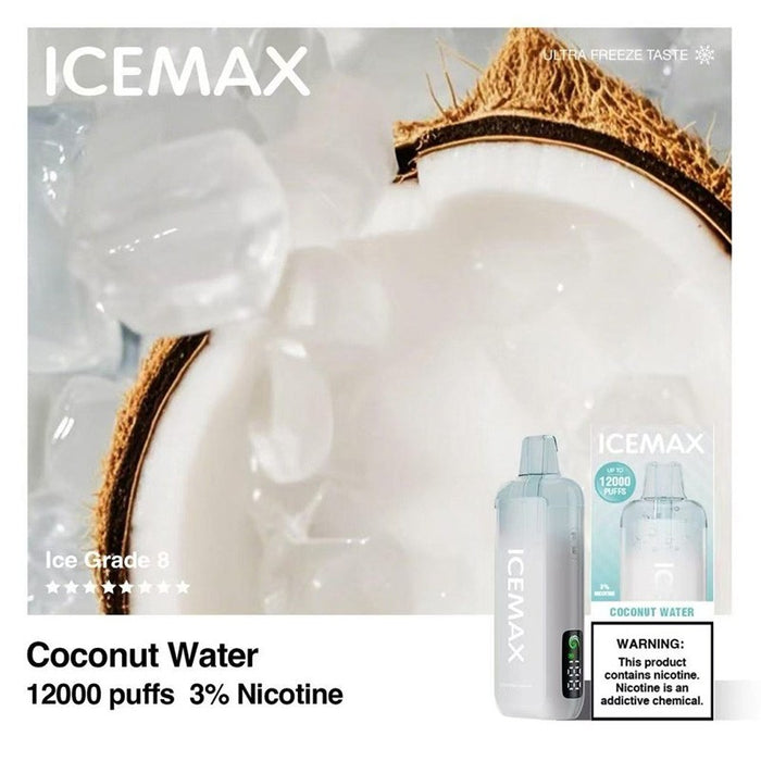Shop Icemax 12K disposable vape with USB-C fast charging and battery life display at MistVapor.