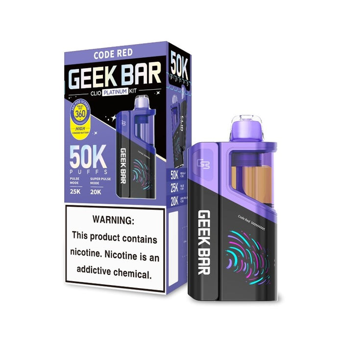 Premium flavors Geek Bar Clio Platinum 50K disposable vape including Blue Razz Ice and Dragonfruit Lemonade