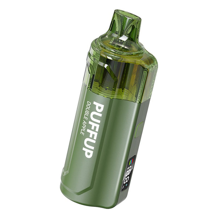 Rechargeable Puffup 25K disposable vape kit with large e-liquid tank and RGB indicators for output mode