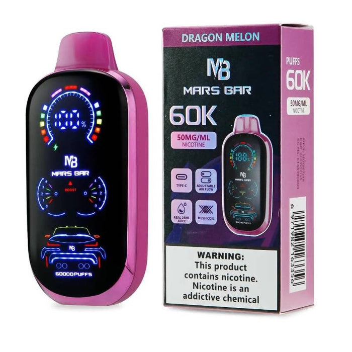Long-lasting Mars Bar 60000 puff disposable vape with 5% nicotine strength at MistVapor vape shop