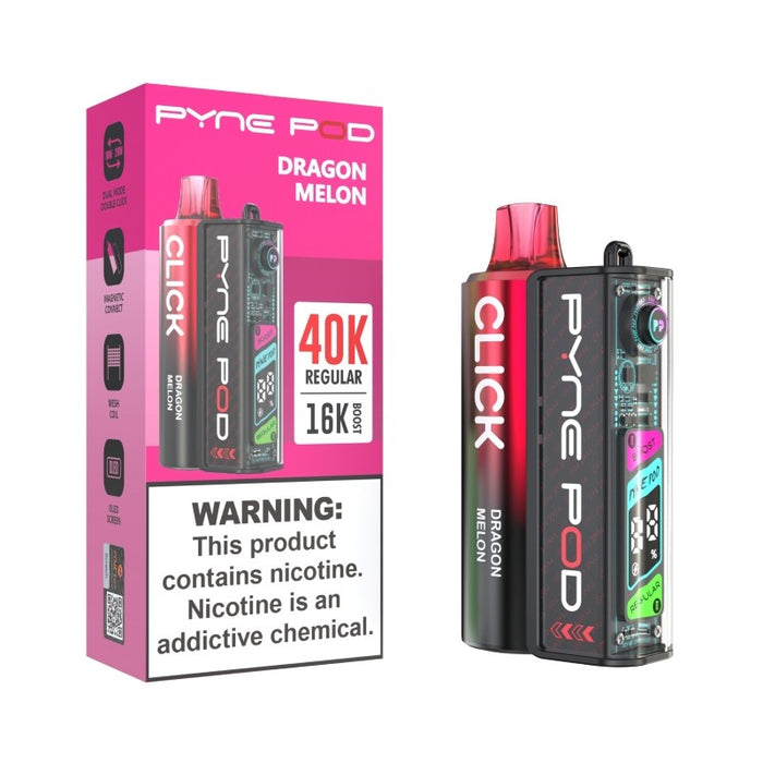 Pyne Pod Click 40K disposable vape with two output modes: Regular and Boost at MistVapor.