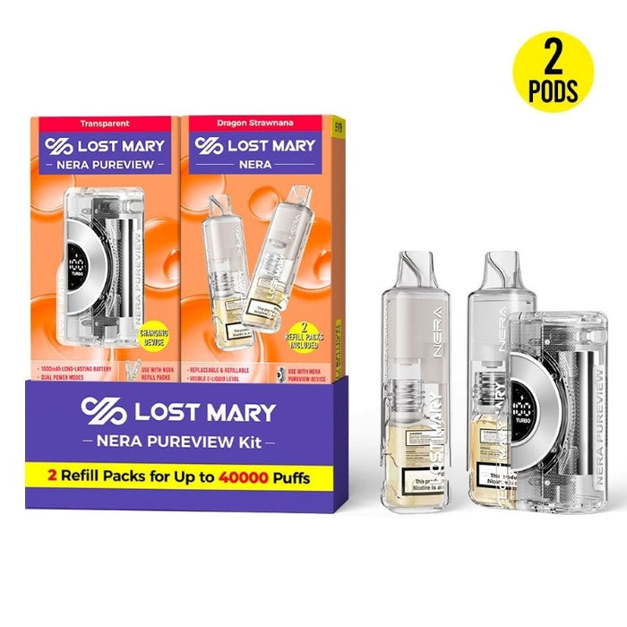 Lost Mary Pureview 40K disposable vape with curved display and Turbo Mode for powerful clouds.