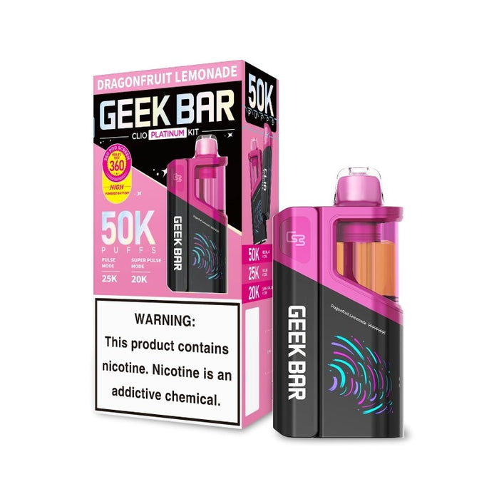 Fast Type-C rechargeable Geek Bar Clio Platinum 50K disposable vape at MistVapor online shop.