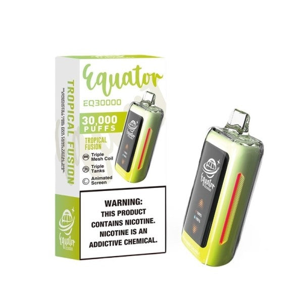 Explore Equator EQ30000 Disposable Vape Kit with animated screen.