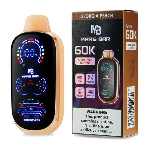Shop Mars Bar 60K rechargeable vape with fruity flavor options like Dragon Melon and Cool Mint at MistVapor