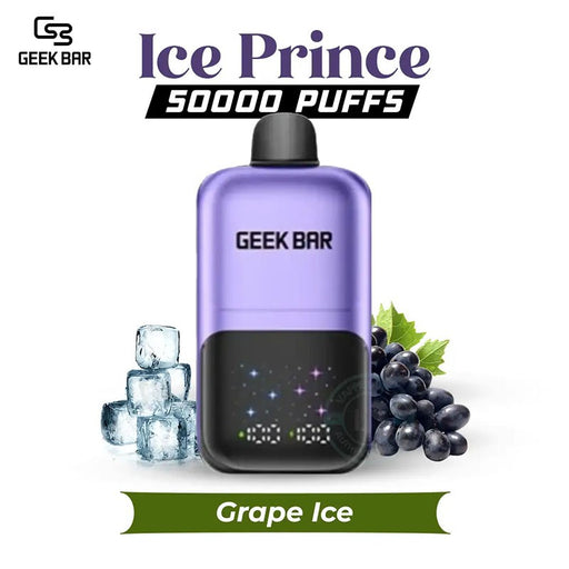 Up to 50,000 puffs Geek Bar Ice Prince 50K rechargeable disposable vape with advanced mesh coil technology at MistVapor
