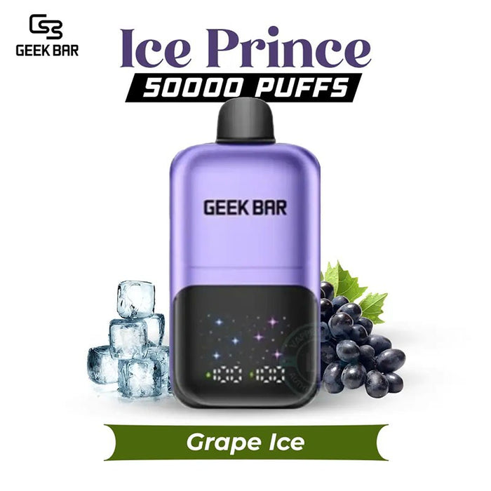 Up to 50,000 puffs Geek Bar Ice Prince 50K rechargeable disposable vape with advanced mesh coil technology at MistVapor