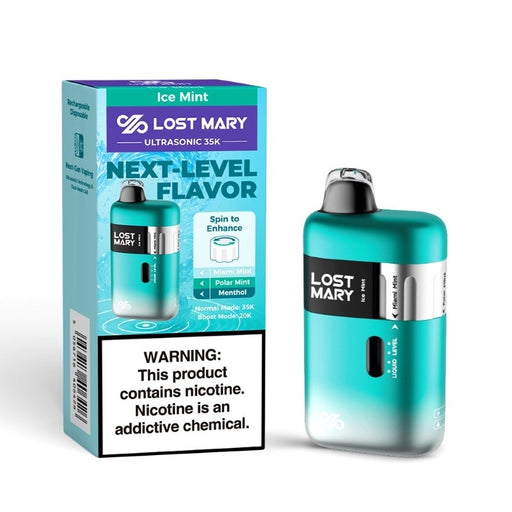 Lost Mary Ultrasonic 35K disposable e-cigarette featuring 20ml e-liquid and rechargeable 800mAh battery.