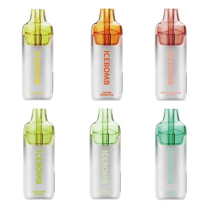 ICEBOMB 18K Disposable Vape in Peach Oolong Ice Tea flavor with 12ml e-juice at MistVapor.