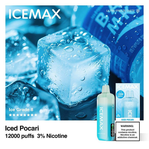 Icemax 12K disposable vape with ceramic coil for smooth flavor and rich vapor production.