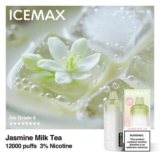 Buy Icemax 12K vape with 10ml pre-filled e-juice and 650mAh rechargeable battery for long-lasting vaping.