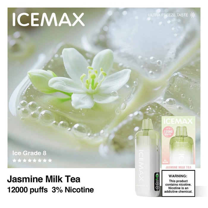 Buy Icemax 12K vape with 10ml pre-filled e-juice and 650mAh rechargeable battery for long-lasting vaping.