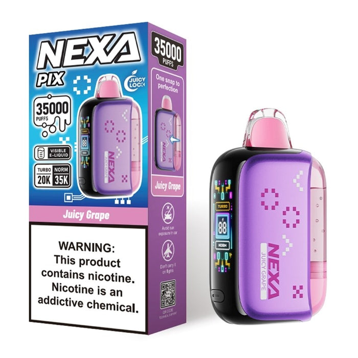 NEXA PIX vape showing draw-activated firing system and ergonomic design