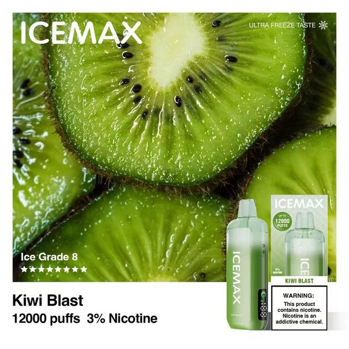 Icemax 12K vape with draw-activated system for effortless button-free vaping experience.