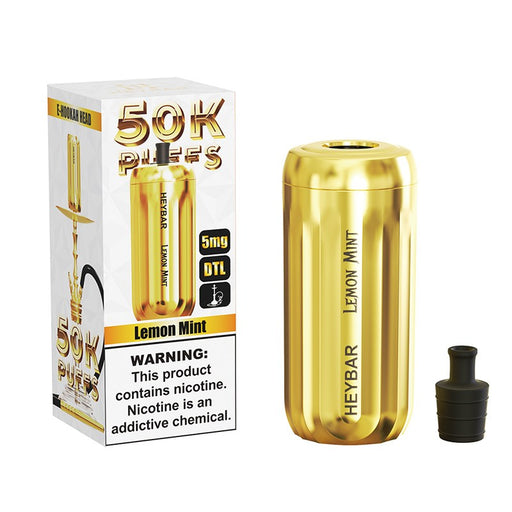 Heybar E-Hookah 50K Disposable Vape with up to 50,000 puffs for long-lasting, portable vaping sessions.