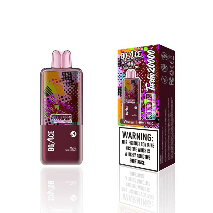 Bounce Turbo 20K disposable vape flavor options including fruit and ice blends