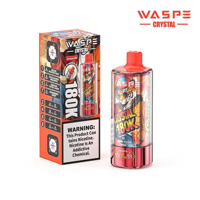 WASPE Crystal 8-in-1 disposable vape with 5% nicotine strength for smooth and satisfying hits