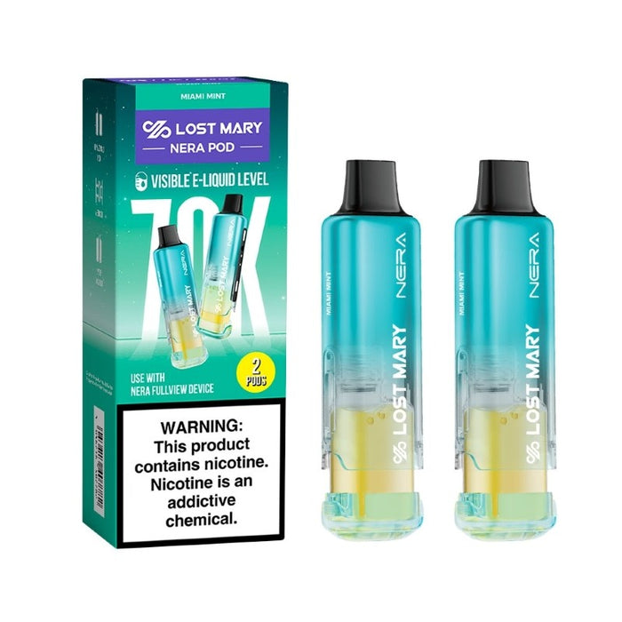 Lost Mary Nera Fullview 70K dual pods with 2ml refillable pods and 10ml refill containers for long-lasting vaping sessions