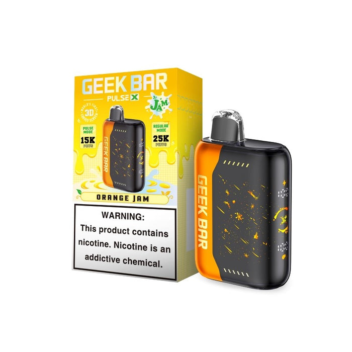 Orange Jam Flavor Geek Bar Pulse X 25K Disposable Vape – Sweet and Tangy Taste, Available at MistVapor Online Vape Shop.