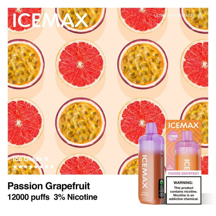Watermelon Ice Icemax 12K vape with 10ml e-juice for extended vaping sessions.