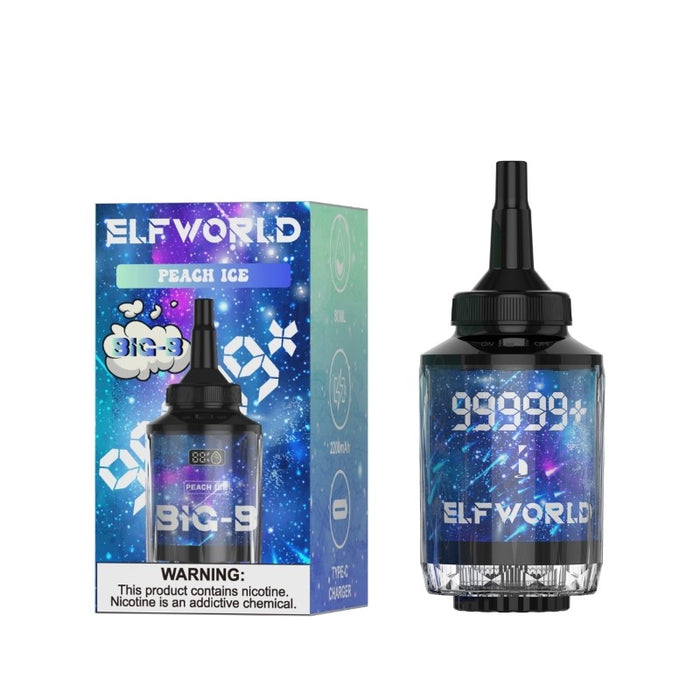 Large-capacity Elfworld Big-B 99999 disposable vape compatible with desktop hookah devices for versatile vaping options.