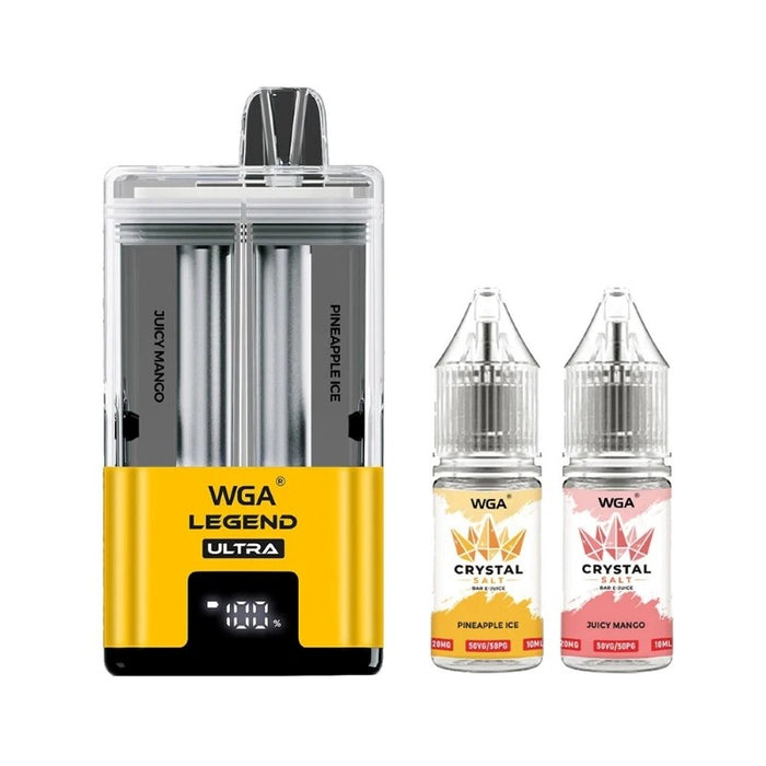 Premium WGA Legend Ultra 30K vape kit offering tropical, candy, and berry flavor options at MistVapor.